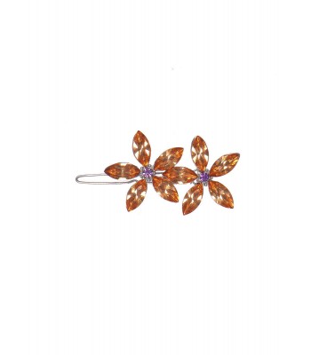 Powder Chrystal Flowers Hair Clips (Amber)
